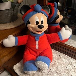 DISNEY MATTEL 2009 Dream Friends Mickey Mouse Glow Plush Doll Red Blue‎ *READ**